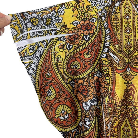 Appropriate Behavior Gold Paisley Satin Blouse XXL 20 Flutter Sleeve Bold Top - Picture 5 of 7
